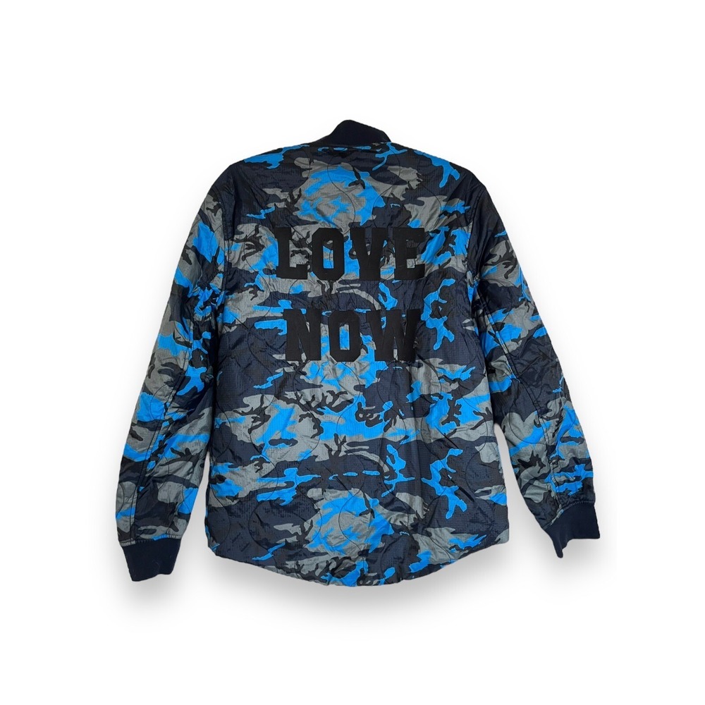 ZADIG & VOLTAIRE Reversible BARRY Blue Camo "Love now" Bomber Jacket Mens S/M